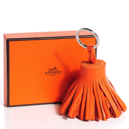 Hermes Lambskin Carmen Tassel Key Holder Feu Orange 5 of 5