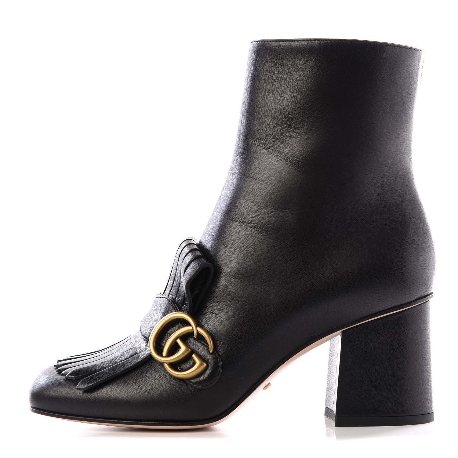 Gucci Malaga Kid GG Marmont Fringe 75mm Ankle Boots 37.5 Black 1 of 9