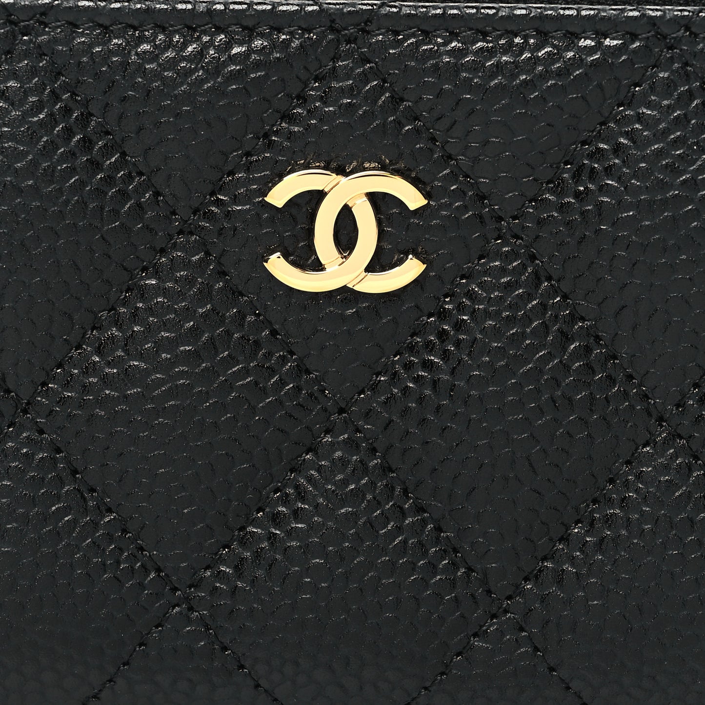 Caviar Quilted Classic Zipped Coin Purse Black