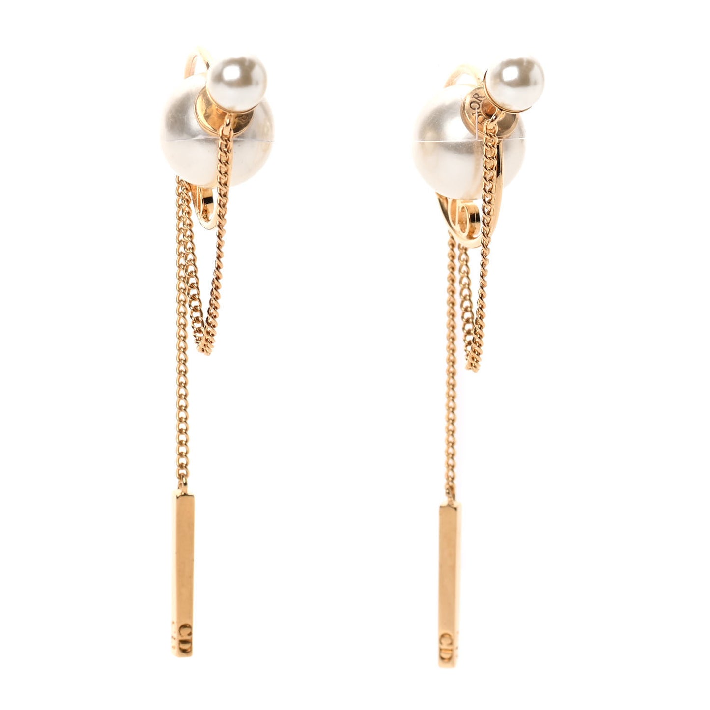 Pearl Tribales Dangle Chain Earrings Gold