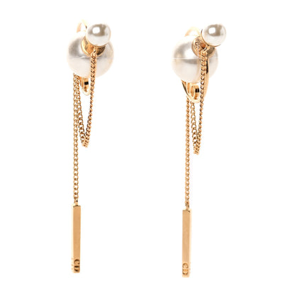 Christian Dior Pearl Tribales Dangle Chain Earrings Gold 1 of 3
