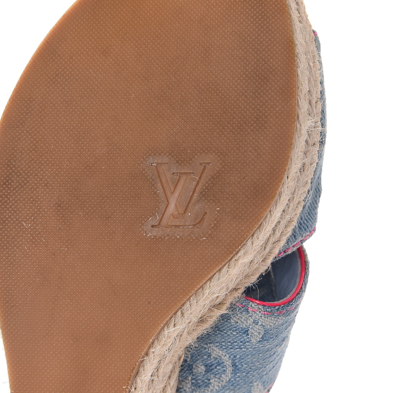 Louis Vuitton Denim Monogram Espadrille Wedge Sandals 40 Blue 8 of 13