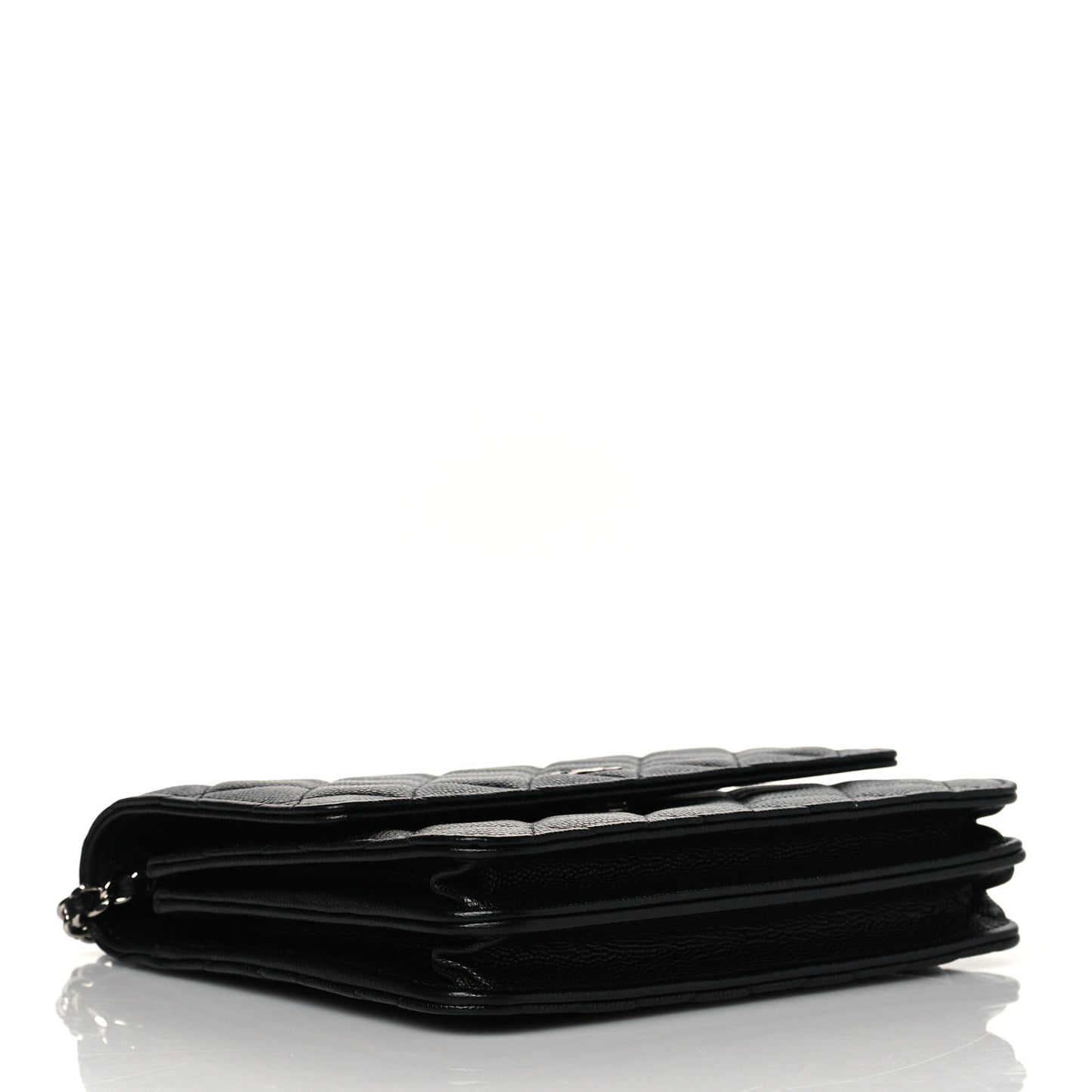 Caviar Quilted Square Wallet On Chain WOC Black