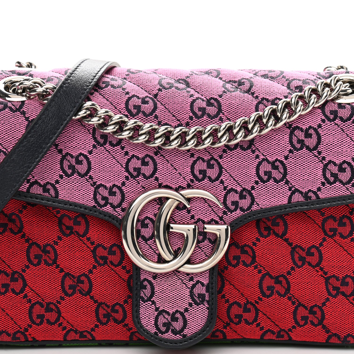 Gucci Monogram Multicolor Matelasse Diagonal Small GG Marmont Shoulder Bag Pink Blue Red Yellow Green 11 of 11