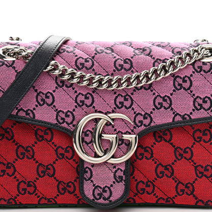 Gucci Monogram Multicolor Matelasse Diagonal Small GG Marmont Shoulder Bag Pink Blue Red Yellow Green 11 of 11