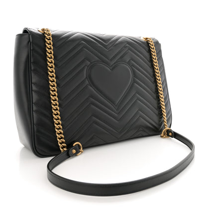 Gucci Calfskin Matelasse Large GG Marmont Shoulder Bag Black 3 of 12