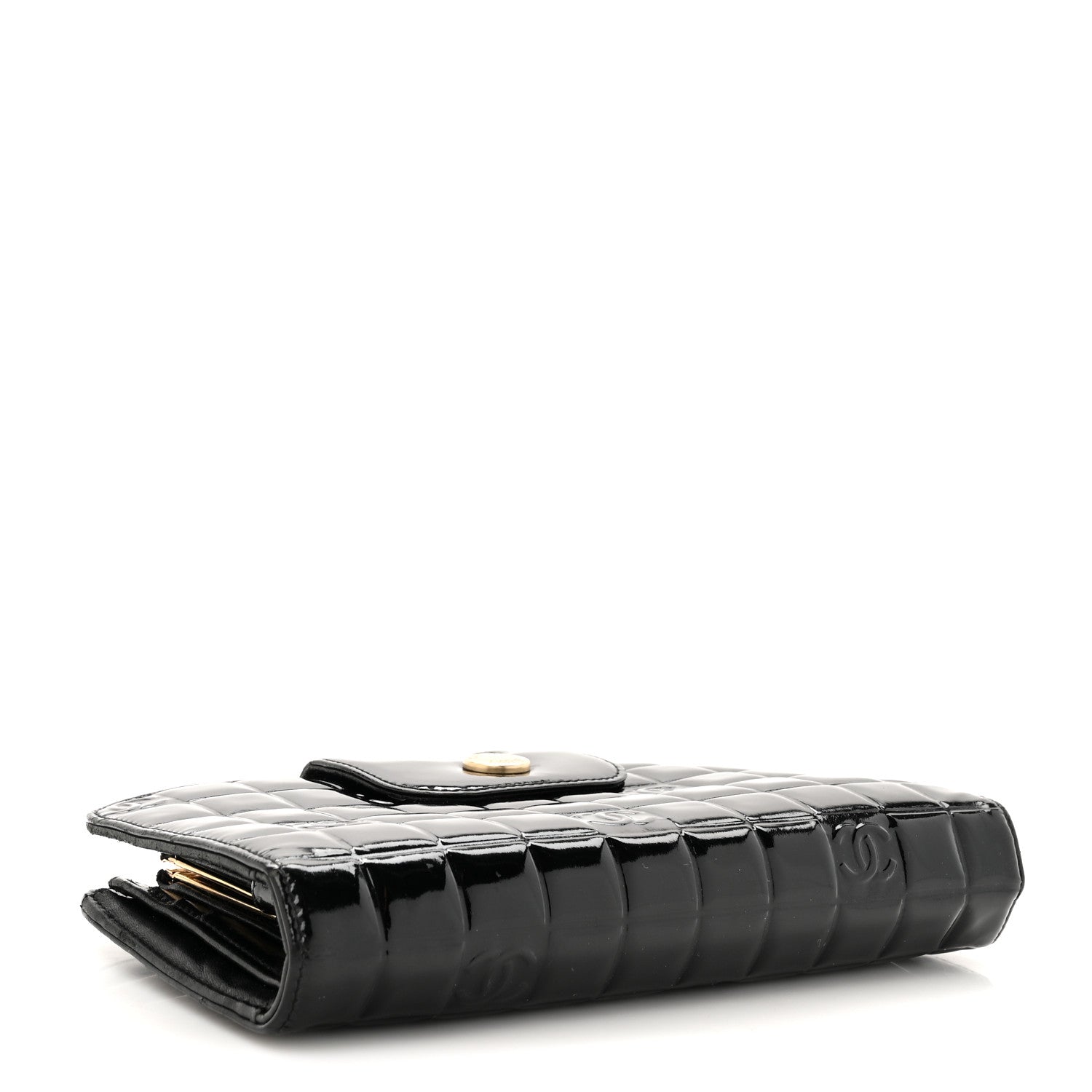 Chanel Patent Chocolate Bar Wristlet Wallet Black 4 of 16