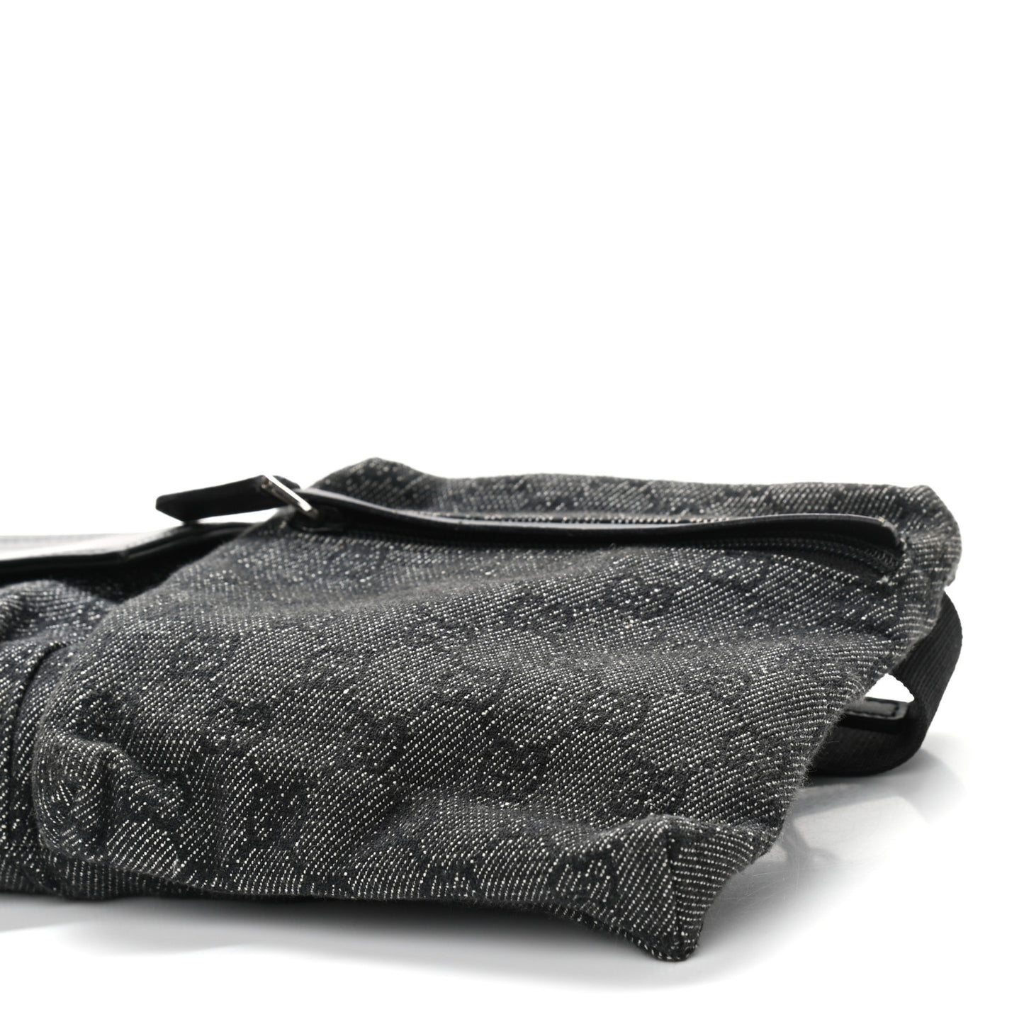 Denim Monogram Double Pocket Belt Bag Black
