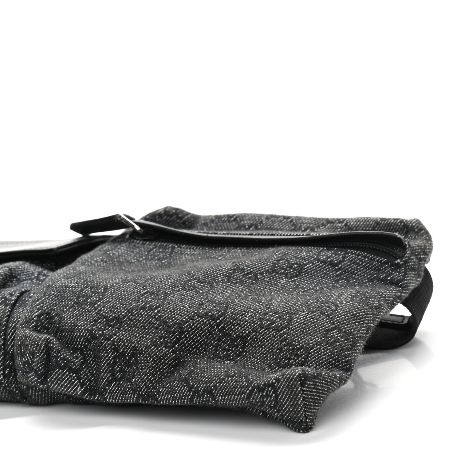 Gucci Denim Monogram Double Pocket Belt Bag Black 10 of 11