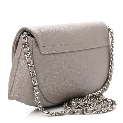 Chanel Caviar Half Moon Wallet On Chain WOC Light Grey 3 of 10