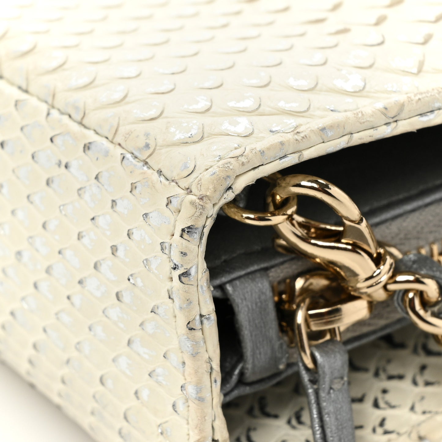 Snakeskin Phone Holder Pouch Clutch White