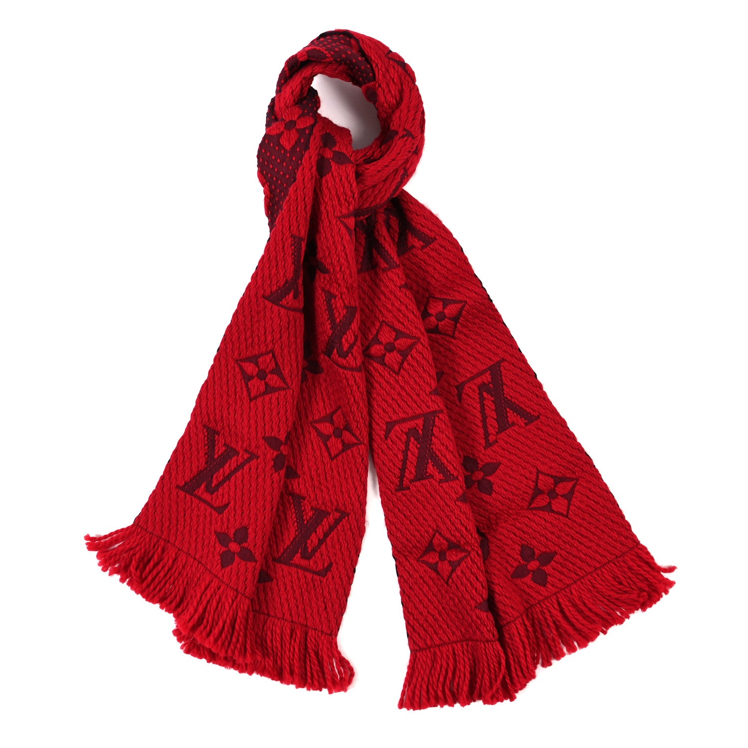 Louis Vuitton Wool Silk Logomania Scarf Rubis 1 of 3