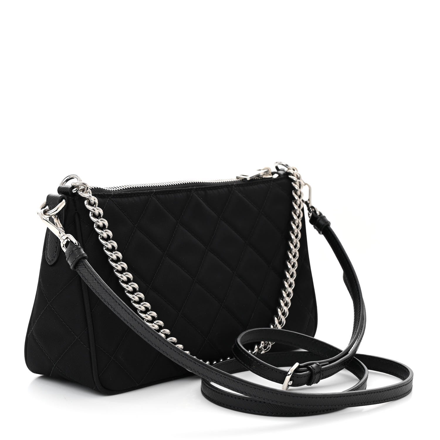 Prada Nylon Tessuto Impuntu Quilted Crossbody Bag Black 3 of 10