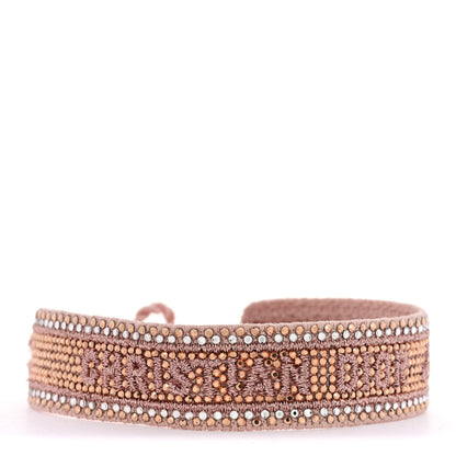 Christian Dior Woven Cotton Crystal Embroidered J'Adior Friendship Bracelet Pink 4 of 4