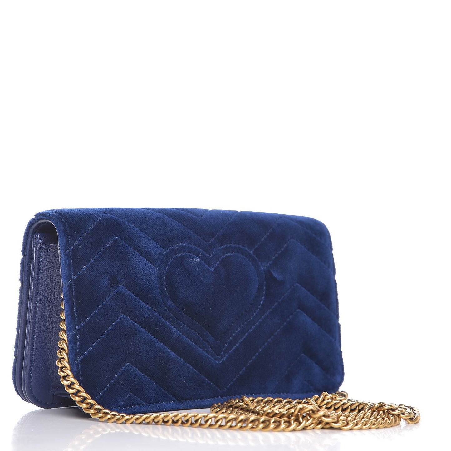 Velvet Matelasse GG Marmont Mini Bag Cobalt Blue