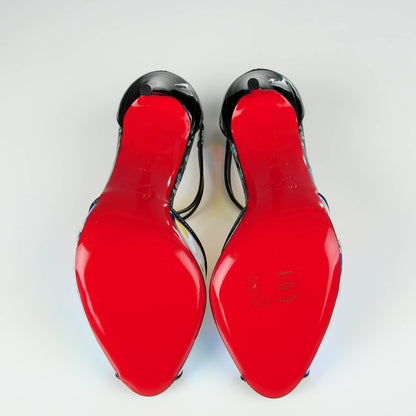 Christian Louboutin Disco Hologram PVC Patent Tiny 100 T-Strap Pumps 36 Black Multicolor 5 of 9