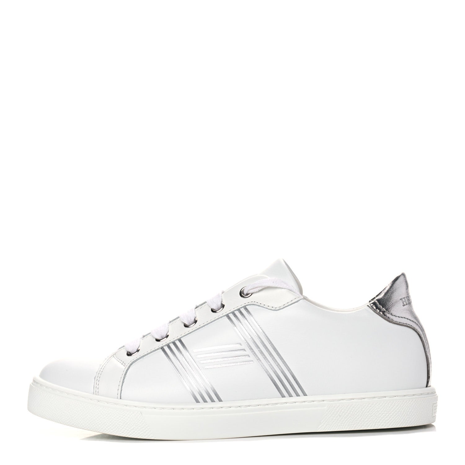 Hermes Nappa Womens Avantage Sneakers 37.5 White Argent 1 of 10