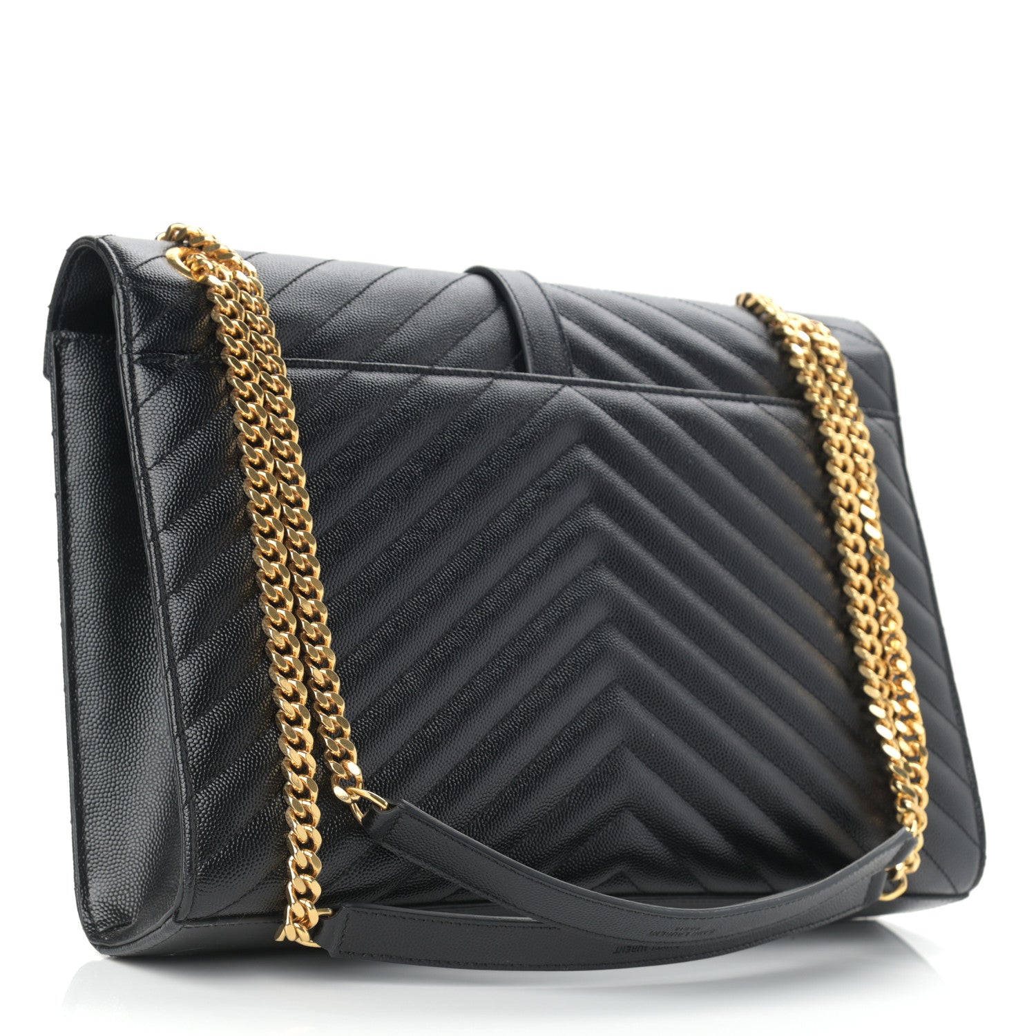 Saint Laurent Grain De Poudre Matelasse Chevron Large Monogram Satchel Black 3 of 9