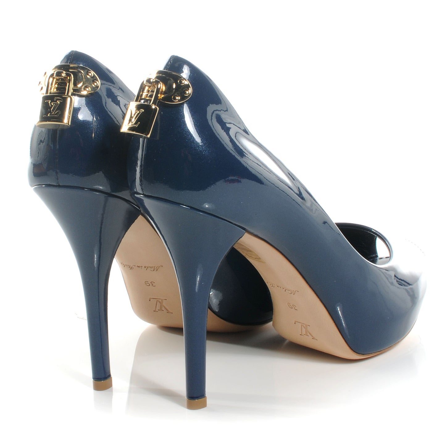 Patent Leather Oh Really Peep Toe Pumps 39 Blue