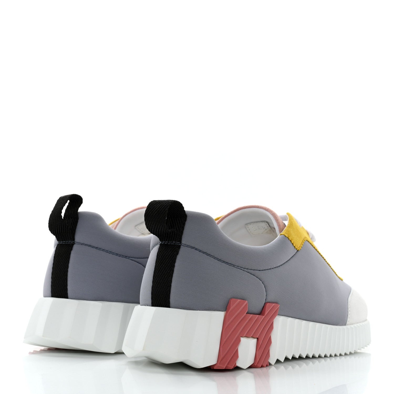 Hermes Technical Canvas Suede Goatskin Bouncing Sneakers 38.5 Gris Multicolor 4 of 8