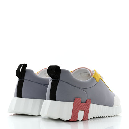 Hermes Technical Canvas Suede Goatskin Bouncing Sneakers 38.5 Gris Multicolor 4 of 8
