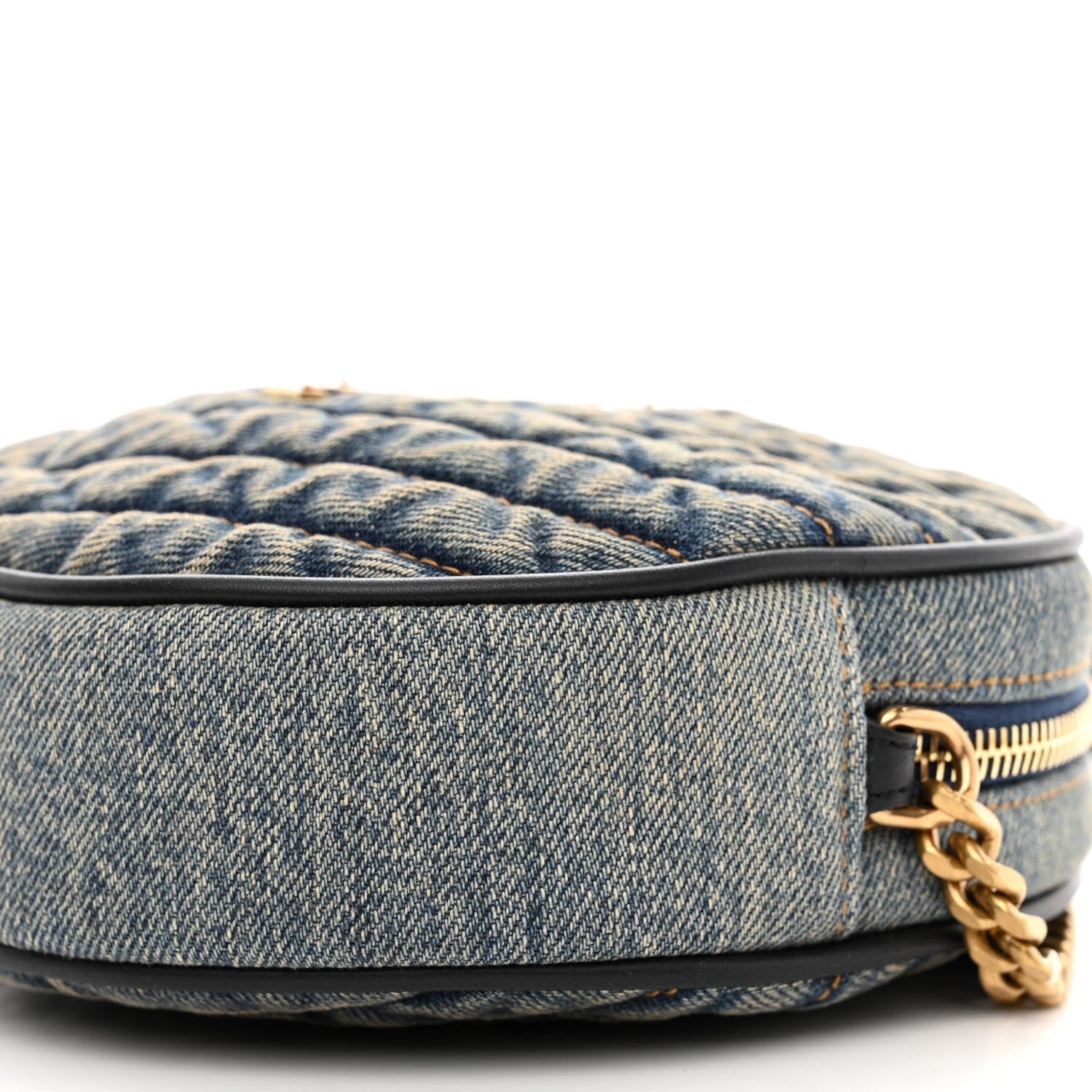 Saint Laurent Denim Quilted Monogram Round Crossbody Bag Rodeo Blue 10 of 13