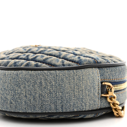 Saint Laurent Denim Quilted Monogram Round Crossbody Bag Rodeo Blue 10 of 13