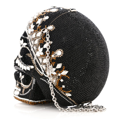 Judith Leiber Crystal Bela Lugosi Skull Minaudiere Clutch Silver Multicolor 3 of 12