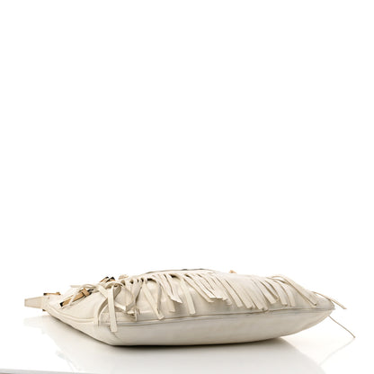Versace Calfskin Medium Palazzo Fringe Shoulder Bag White 4 of 14