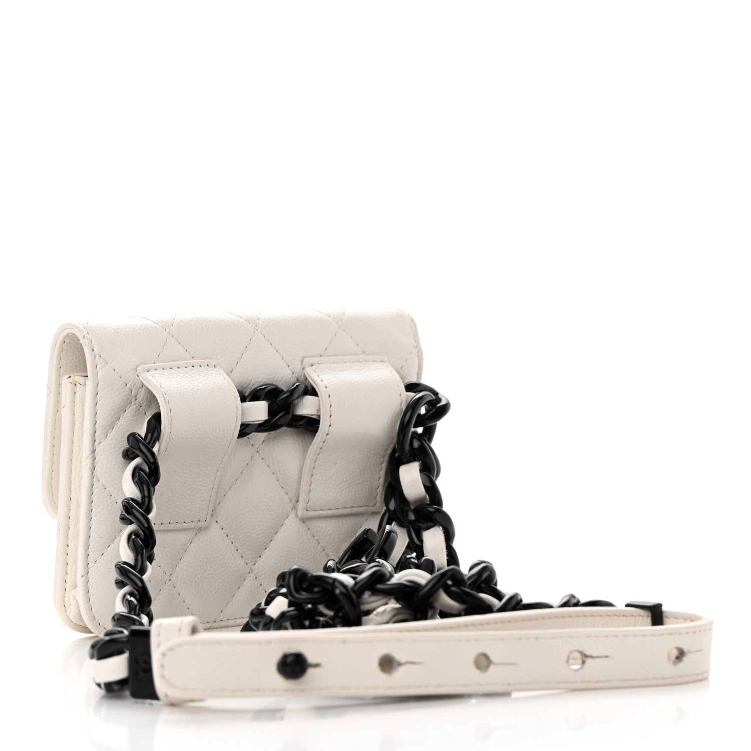 Chanel Caviar Quilted My Everything Belt Flap Card Holder White 3 of 16