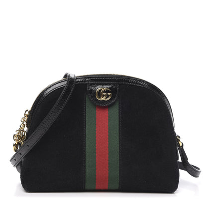 Gucci Suede Patent Web GG Small Ophidia Dome Shoulder Bag Black 1 of 11