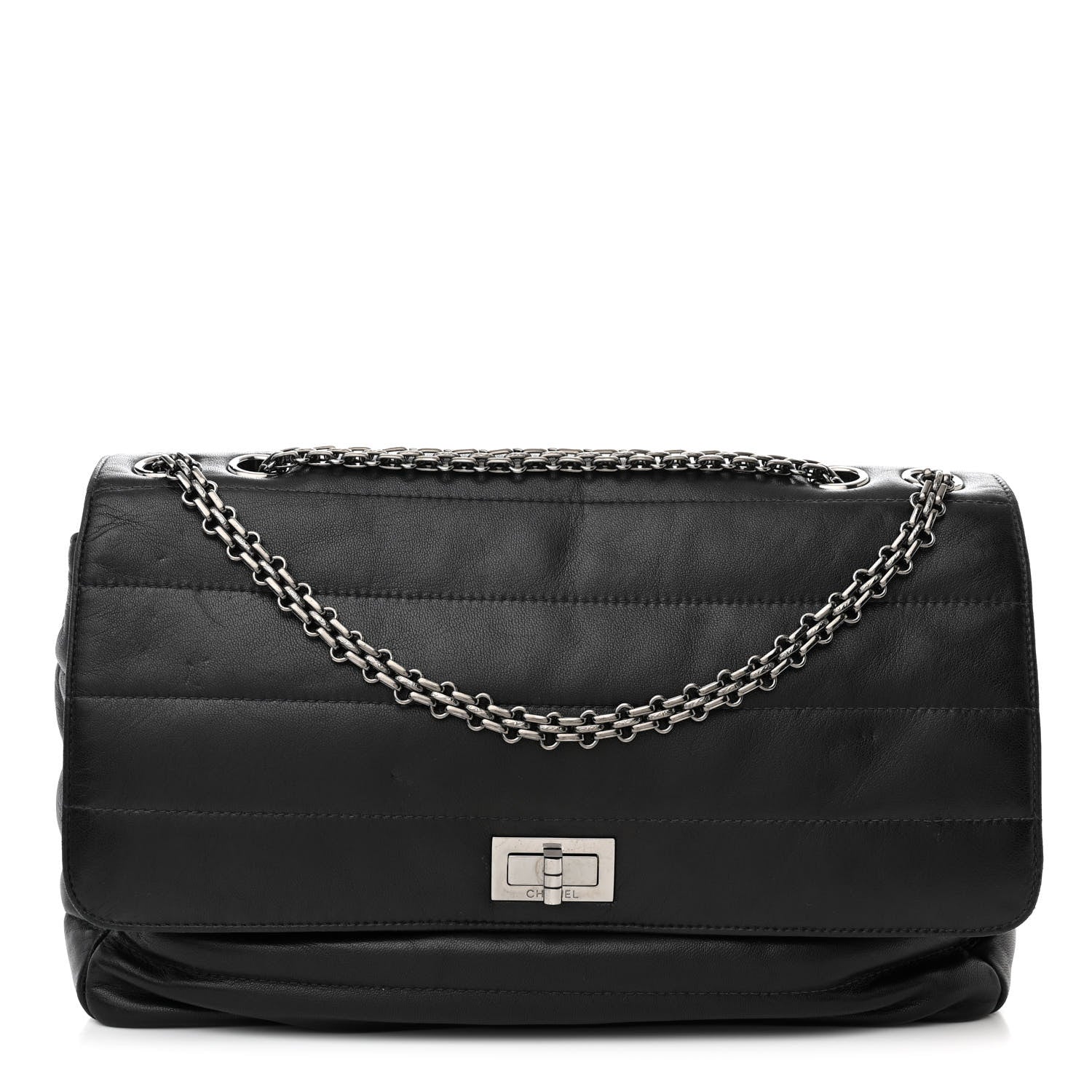 Chanel Lambskin Horizontal Quilt Jumbo Mademoiselle Flap Black 1 of 12