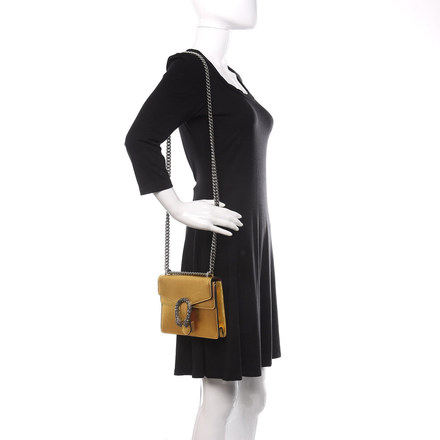 Metallic Calfskin Crystal Mini Dionysus Shoulder Bag Gold