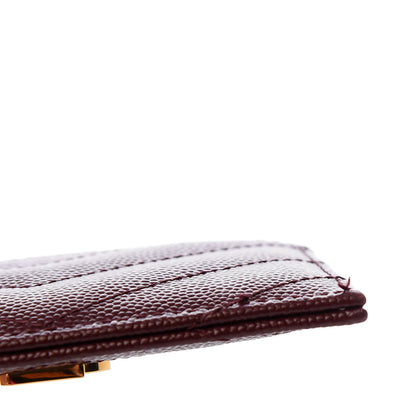 Saint Laurent Grain De Poudre Matelasse Chevron Monogram Credit Card Case Bordeaux 9 of 11