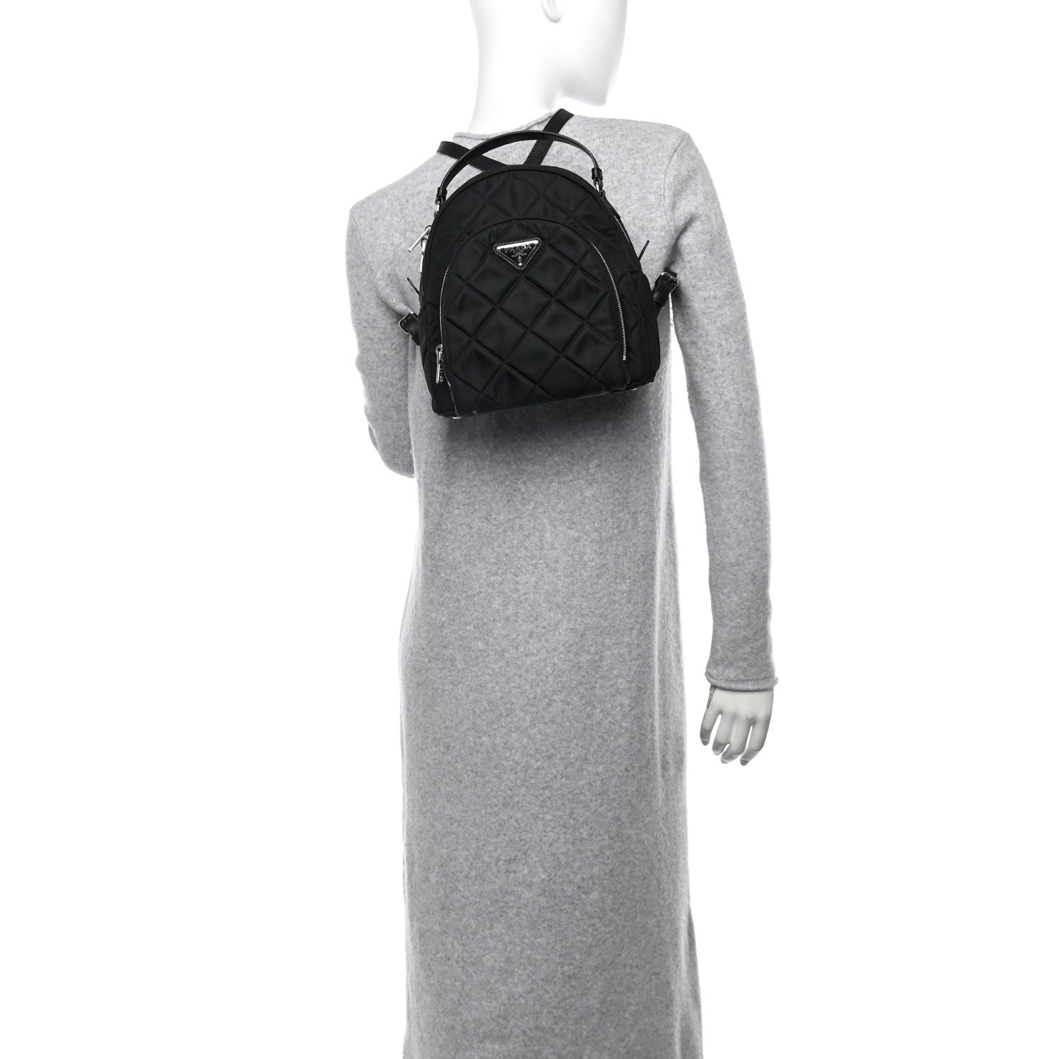 Prada Nylon Tessuto Impuntu Quilted Backpack Black 2 of 10