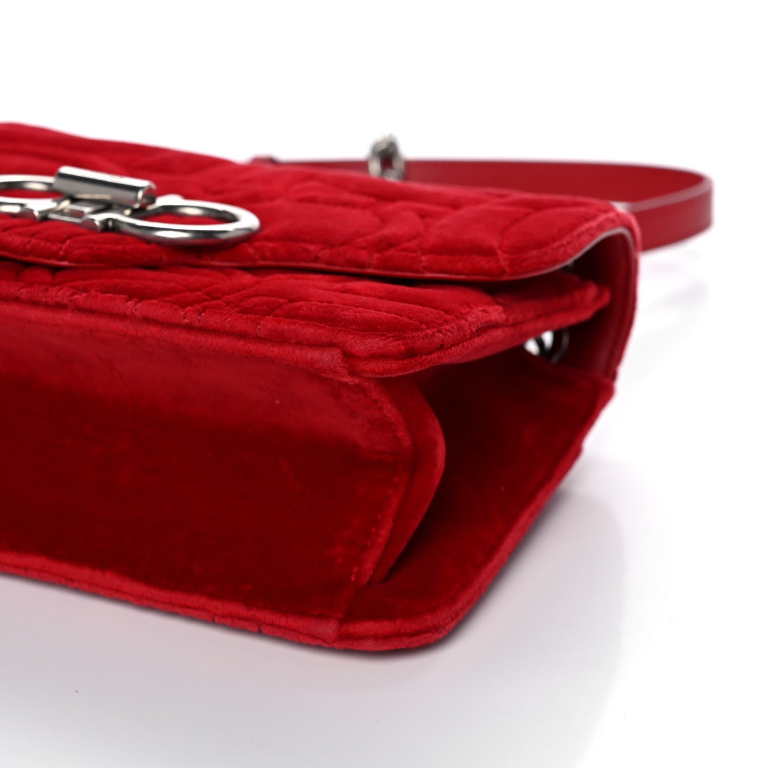 Salvatore Ferragamo Velvet Quilted Gancini Flap Bag Red 10 of 13