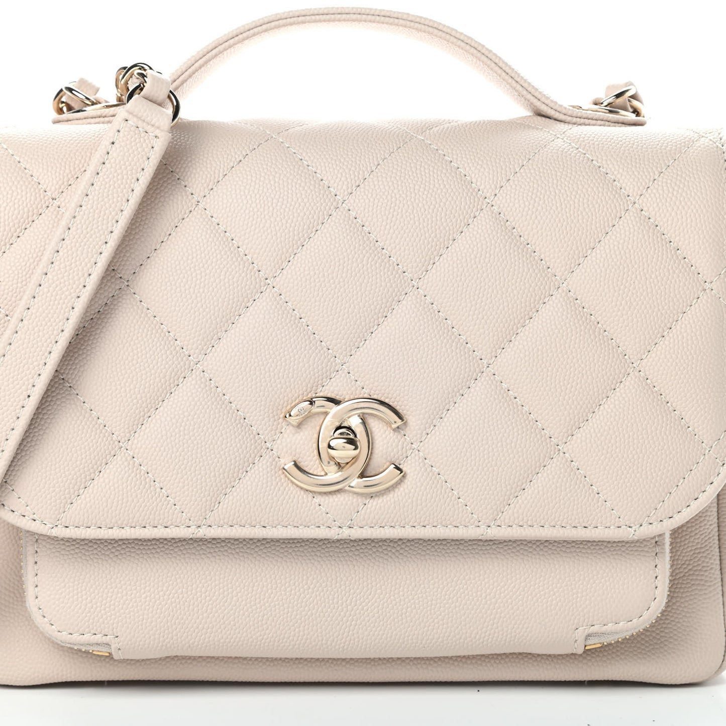 Caviar Quilted Medium Business Affinity Flap Light Beige