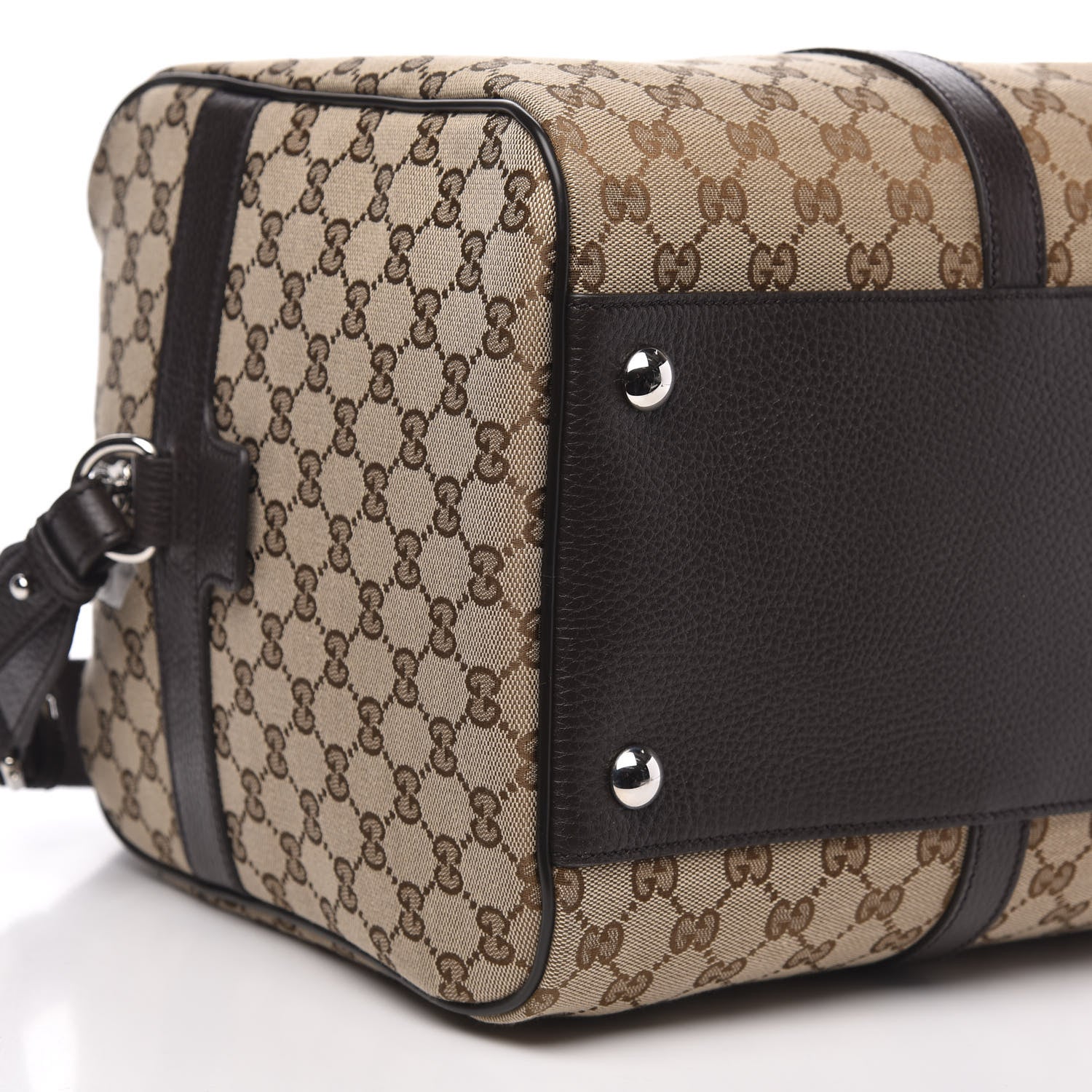 Gucci Monogram Dollar Calfskin Boston Duffle Bag Beige Ebony Testa di Moro Marrone Scuro 7 of 8