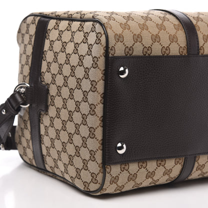 Gucci Monogram Dollar Calfskin Boston Duffle Bag Beige Ebony Testa di Moro Marrone Scuro 7 of 8