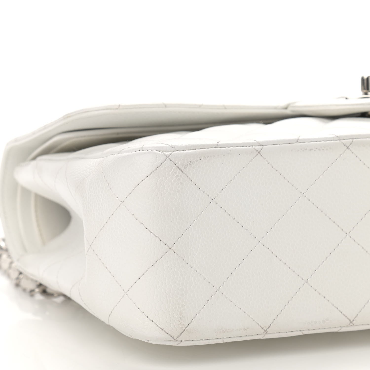 Chanel Caviar Quilted Jumbo Double Flap White 9 of 15