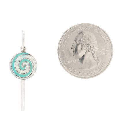 Tiffany Sterling Silver Enamel Lollipop Charm Blue White 2 of 3