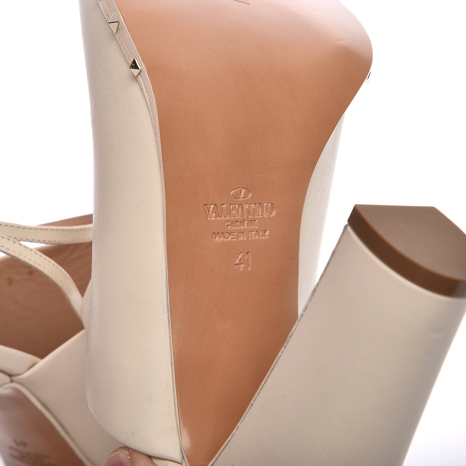 Valentino Garavani Calfskin Rockstud Mules Slingbacks 41 Ivory 6 of 18