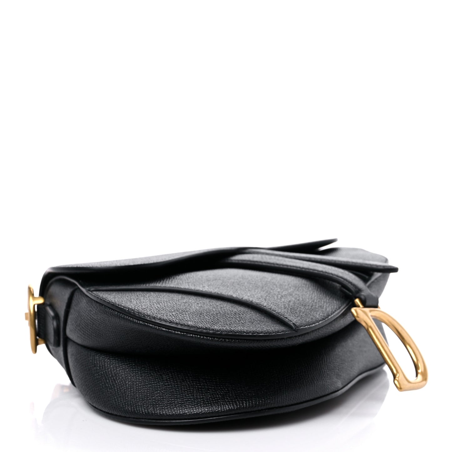 Grained Calfskin Saddle Bag Black