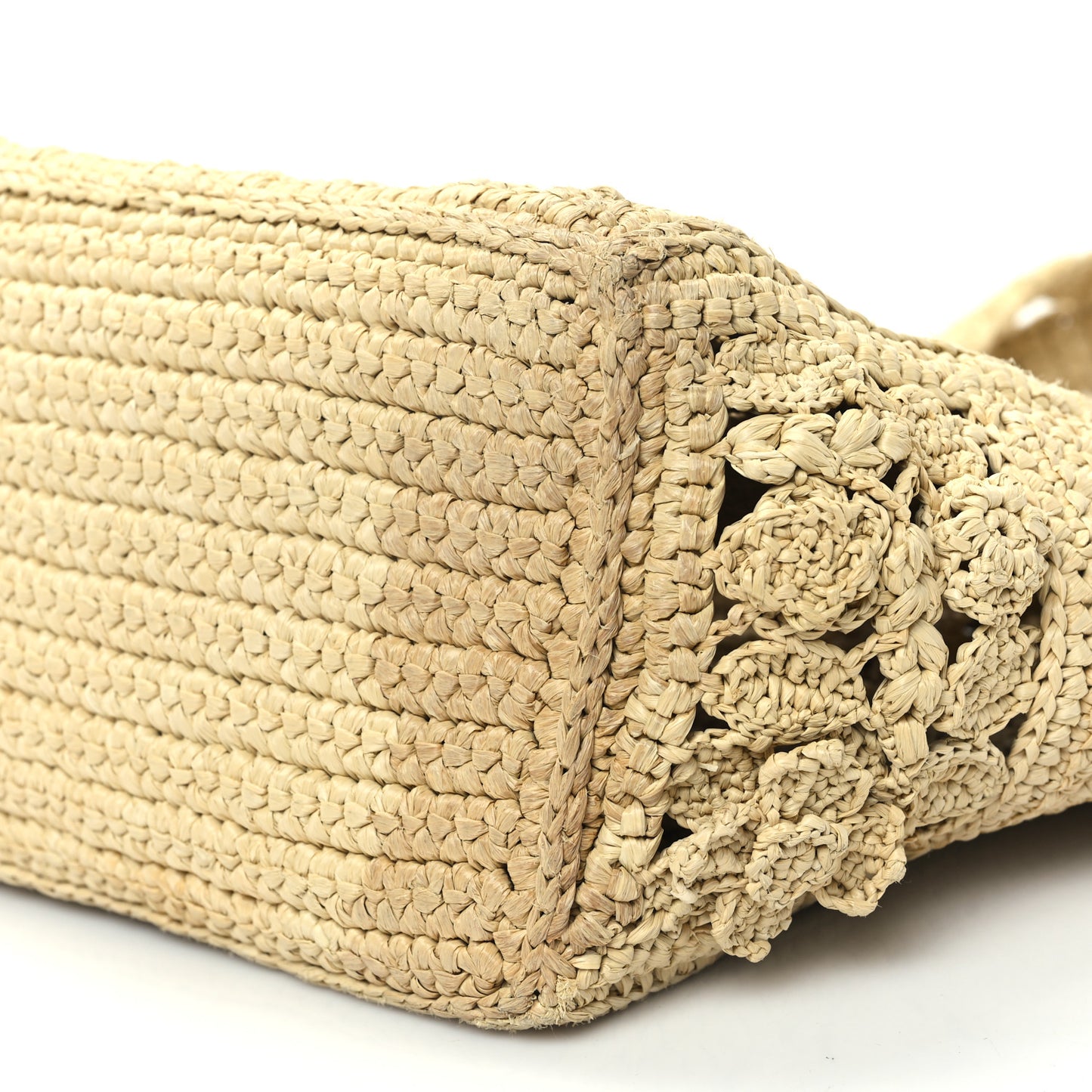 Woven Raffia Floral Embellished Small Book Tote Natural