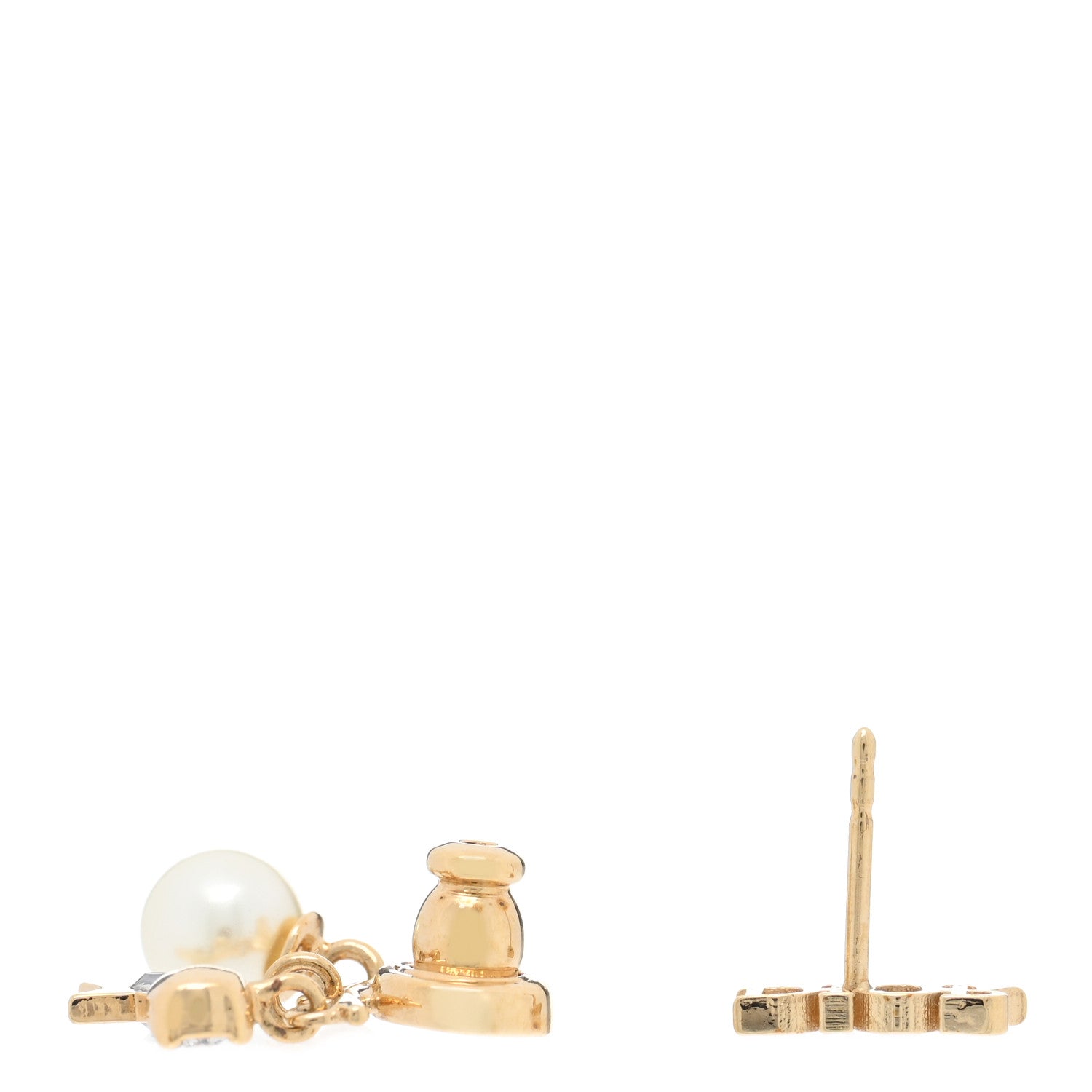 Christian Dior Pearl Crystal Dio(R)evolution Earring Aged Gold 3 of 4