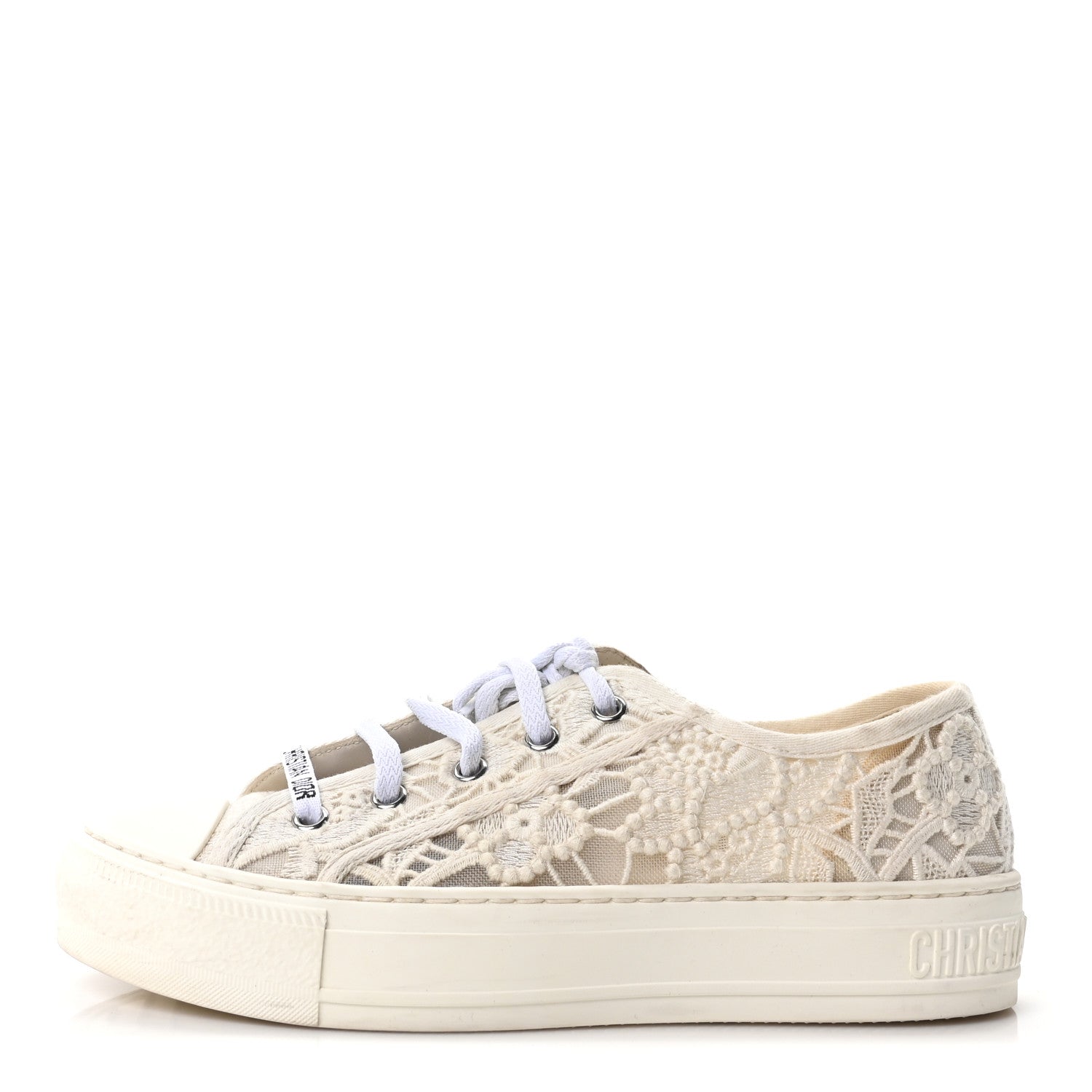 Christian Dior Transparent Embroidered Mesh Macrame Walk'N'Dior Low Top Sneakers 36.5 White 1 of 9