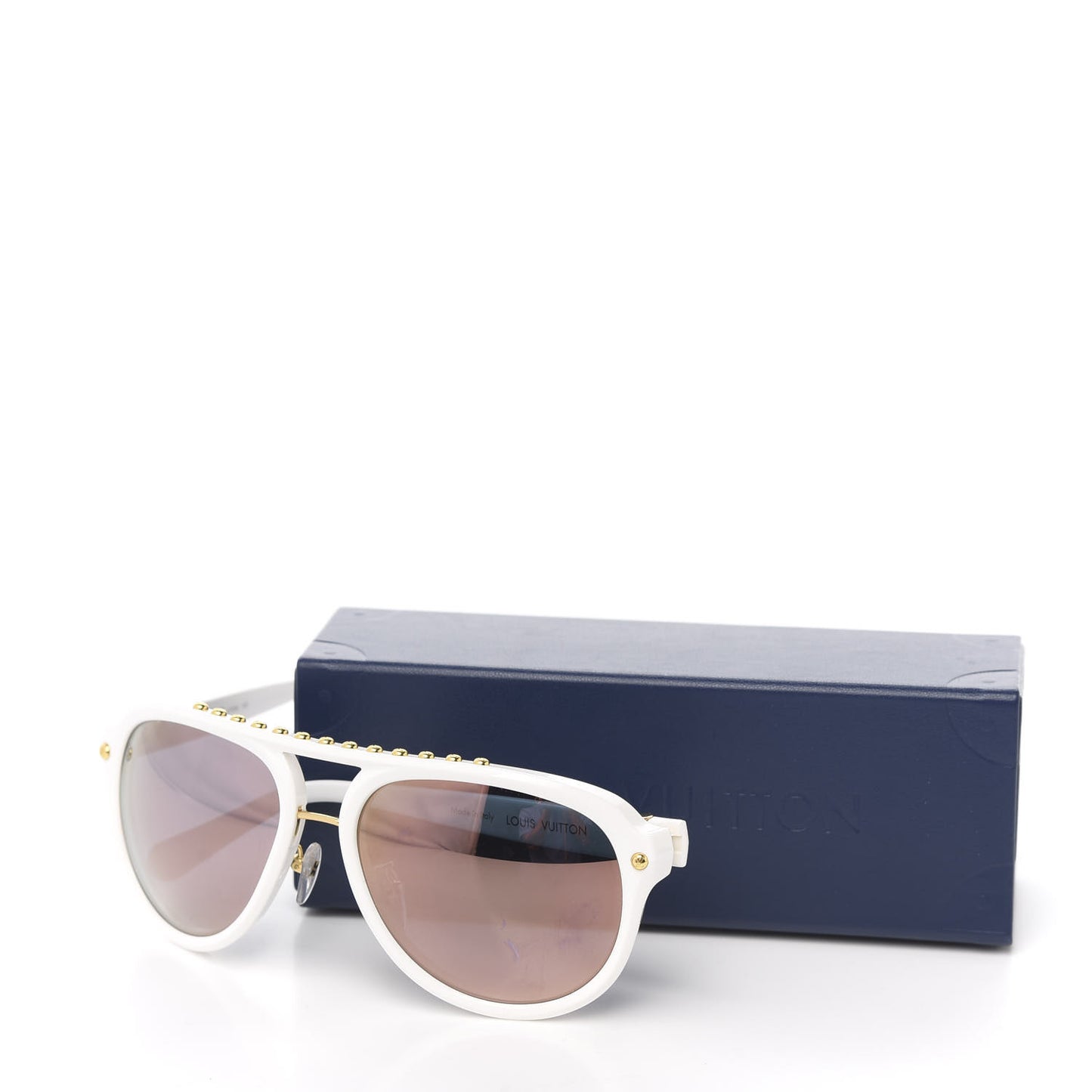 Acetate Aviator Serpico Studded Sunglasses Z2357W White