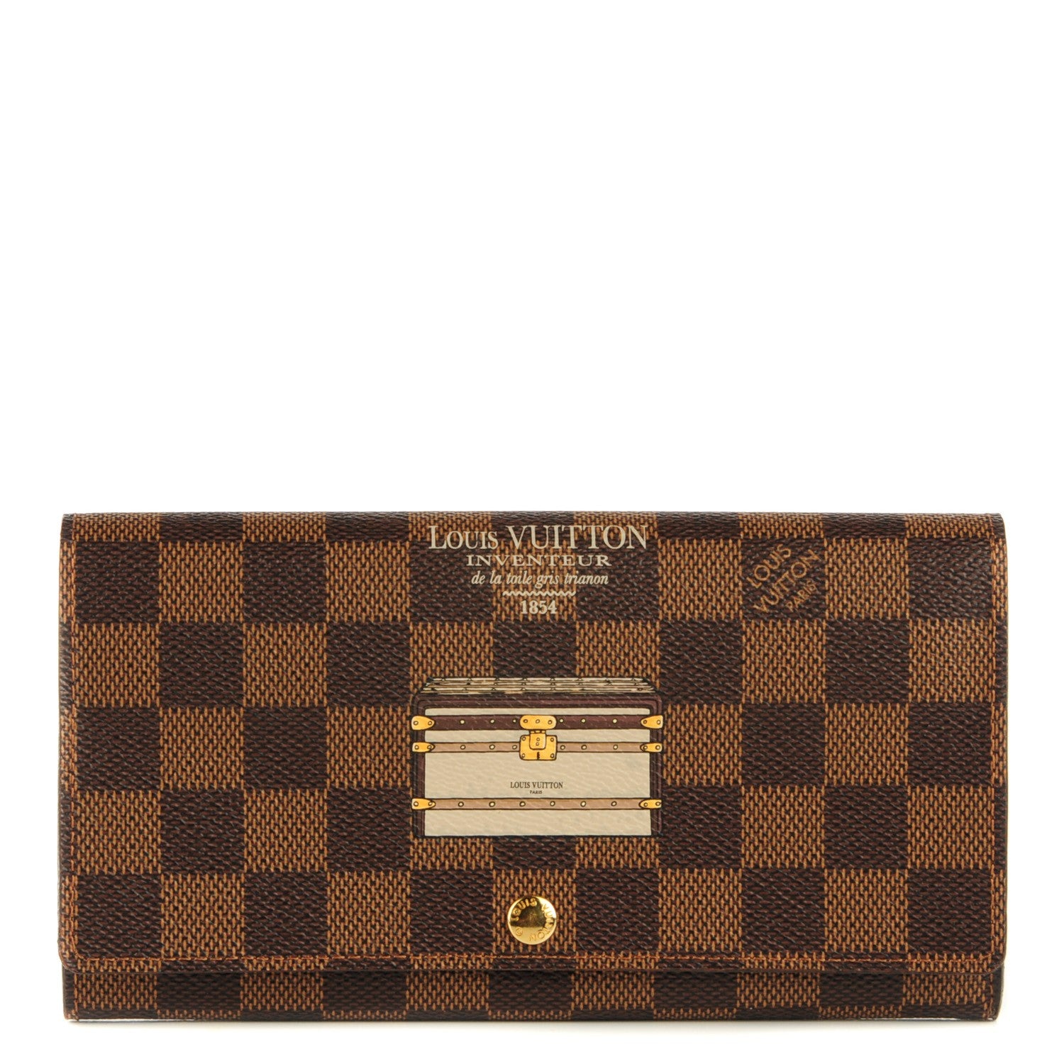 Louis Vuitton Damier Ebene Trunks and Locks Sarah Wallet 1 of 7