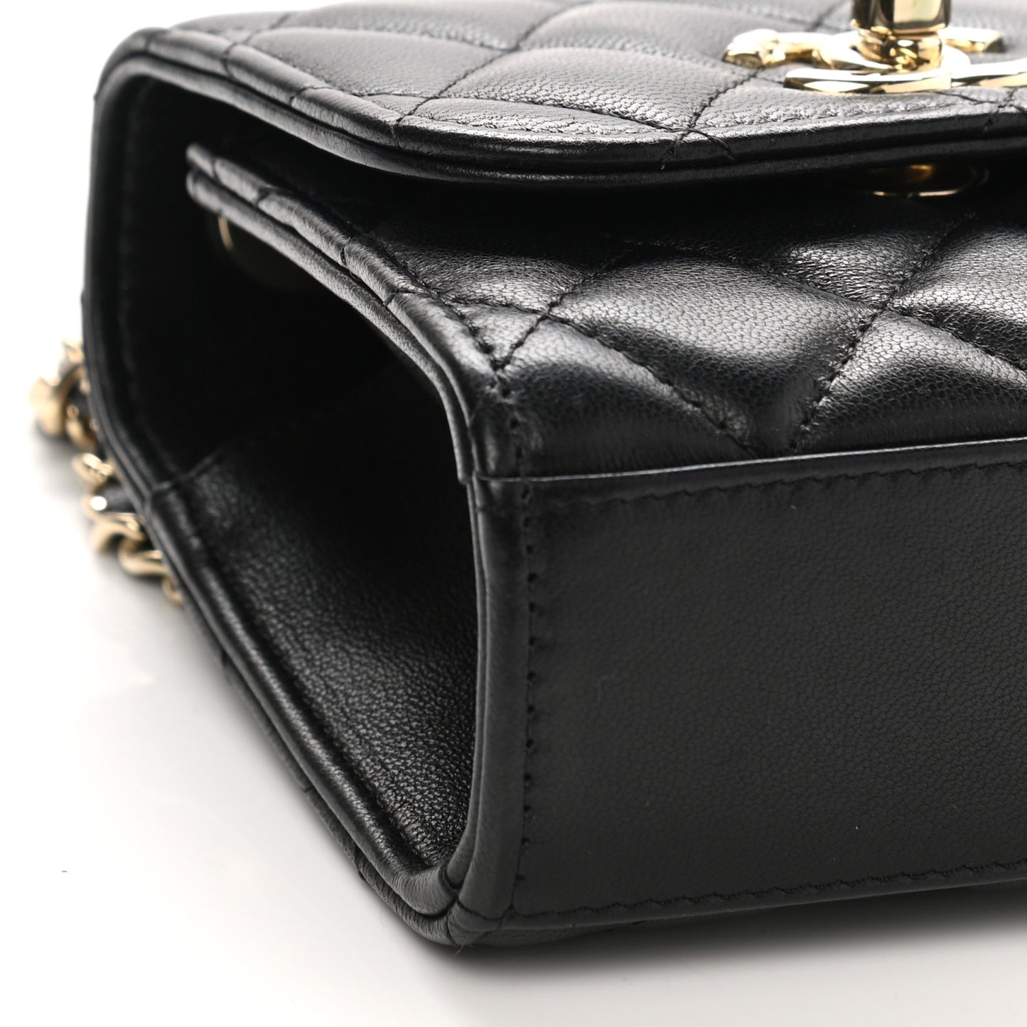 Lambskin Quilted Mini Trendy CC Chain Wallet Black