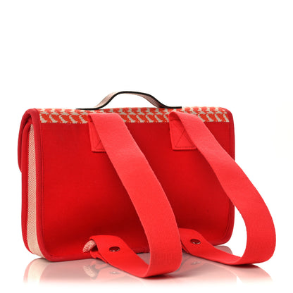Hermes Toile Canvas Barenia Childrens Animaux Pixel Backpack Red White Orange 3 of 12